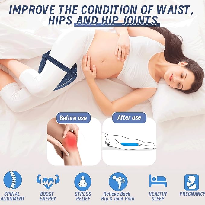 Knee Pillow for Side Sleepers, Ergonomic Leg Pillow for Side Sleeping, Sciatica Pain Relief Pillow for Soothing, Memory Foam Support Suitable for Back, Leg, Knees, Ankle Joints and Spine