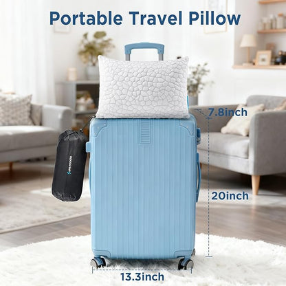 Cooling Pillow Camping Size 1 Pack, Adjustable Bed Pillows for Sleeping, Small Shredded Memory Foam Pillow for Backpacking Hiking, Airplane, Medium Firm Camping Travel Pillow with Washable Cover