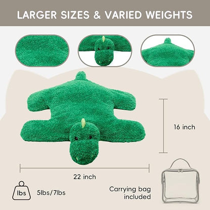 L'AGRATY Weighted Lap Pad for Kids 7 lbs, Sensory Needs Weighted Dinosaur Stuffed Animals Lap Blanket Soft Plush Hugging Sensory for Kids Teen Adults Removable Washable Cover