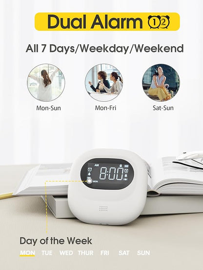 Roxicosly Super Strong Vibrating Alarm Clock for Heavy Sleepers, Adjustable Vibration Bed Shaker Under Pillow for Hearing Impaired Deaf, Cordless, Small, USB Rechargeable for Travel