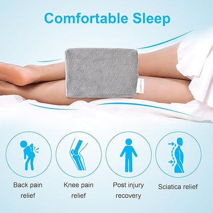 ZOAN Memory Foam Knee Pillow, Knee Pillow for Side Sleepers, Leg Pillow for Side Sleeping, Hip and Back Pain, Sciatica Pain Relief Pillow Grey