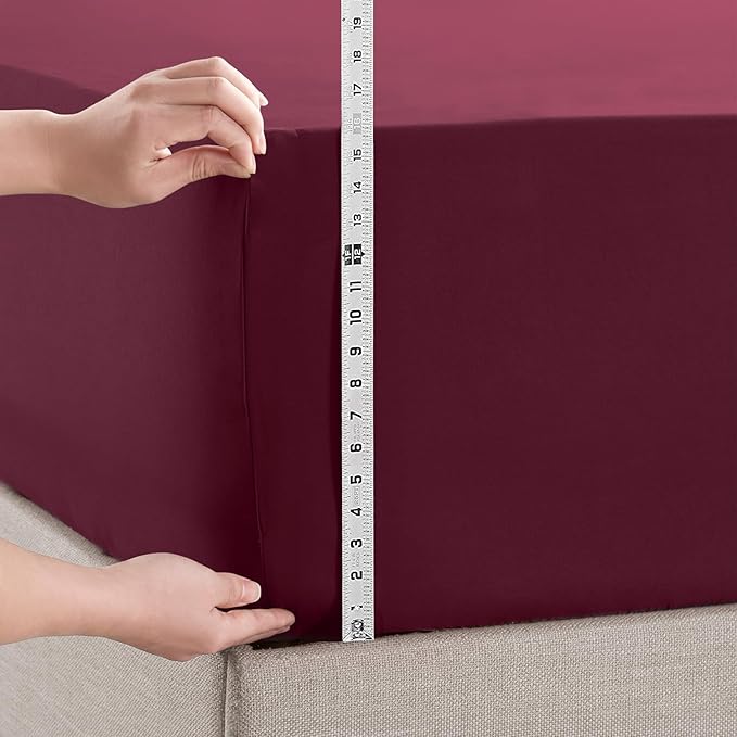 Empyrean 4 Pack Twin XL Fitted Sheets - Deep Pocket 14-16 Inch, Ultra Soft Microfiber, Fade Resistant, Shrinkproof, Wrinkle-Free Sheets for College Dorms & Home, Burgundy Red