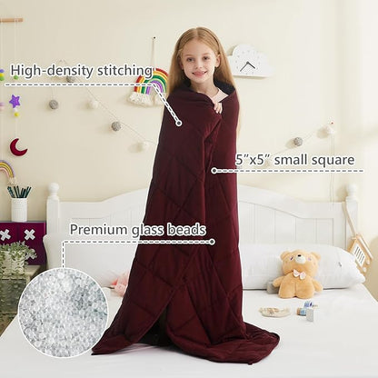 L'AGRATY Weighted Blanket - 36"x48" 5lbs Cooling Breathable Heavy Blankets Microfiber Material with Glass Beads for Adult All-Season Summer Fall Winter Soft Thick Comfort