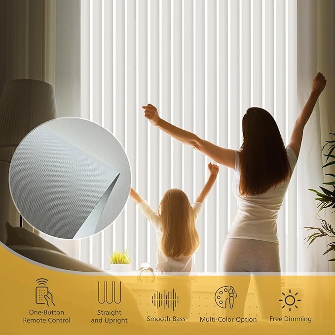 Mortorized Vertical Blinds, Custom Blackout Window Shades, Remote Control Patio Door Vertical Blinds for Sliding Glass Door, Home, Indoor Windows, White
