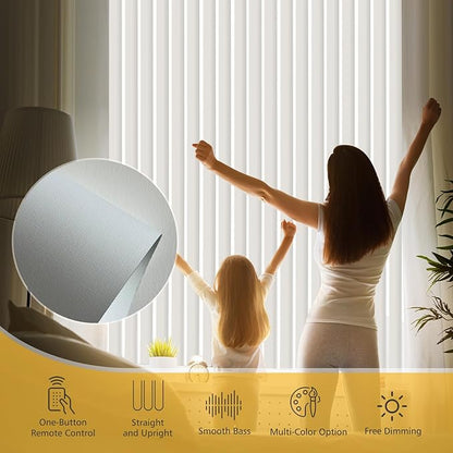 Mortorized Vertical Blinds, Custom Blackout Window Shades, Remote Control Patio Door Vertical Blinds for Sliding Glass Door, Home, Indoor Windows, White