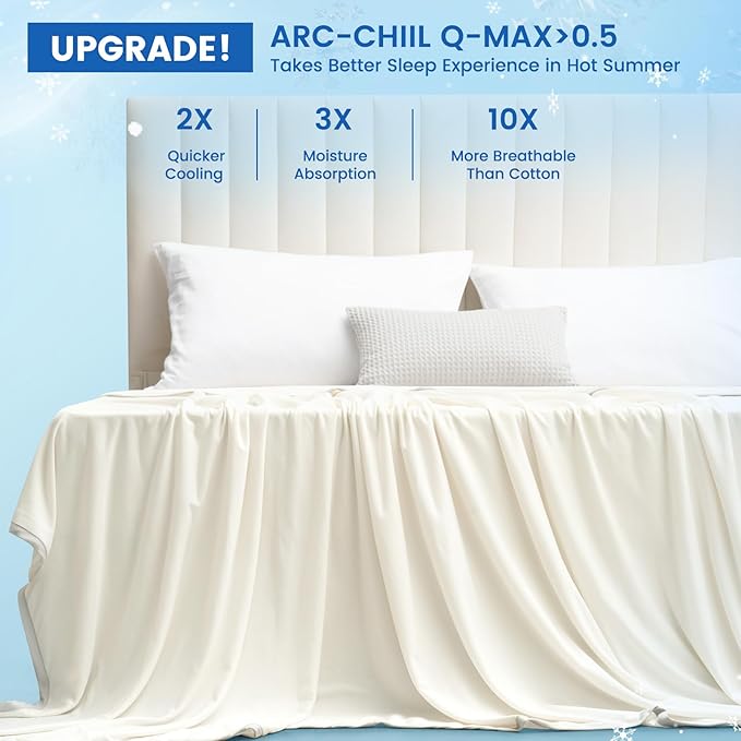 PHF Double Cooling Blanket for Hot Sleepers Twin Size, Arc-Chill Q-Max>0.5 with Double Cooling, Summer Blanket Absorbs Heat to Keep Cool All Night for Night Sweats (Cannoli Cream, 60''x80'')