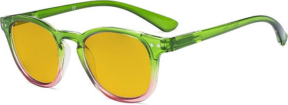 Eyekepper Ladies Blue Light Blocking Reading Glasses with Amber Tinted Filter Lens - Gradient Frame Computer Readers Women - Green-Pink Frame +1.50
