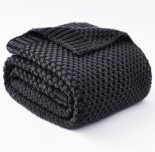 Topcee Knitted Weighted Blanket - 50"x60" 7lbs Cooling Chunky Knit Heavy Blanket for Adults Cable Yarn Knit Decorative No Beads Soft, Cozy and Cooling Weighted Throw Blankets Machine Washable