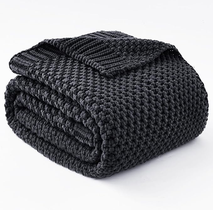 Topcee Knitted Weighted Blanket - 60"x80" 15lbs Queen Size Cooling Chunky Knit Heavy Blanket for Adults Cable Yarn Knit Decorative No Beads Soft Cozy and Cooling Weighted Throw Machine Washable