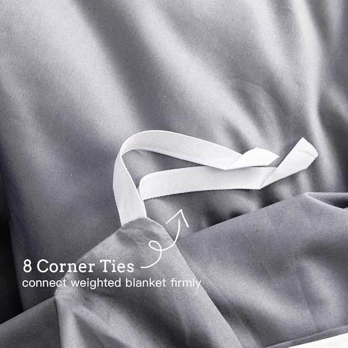 ZonLi Duvet Cover for Weighted Blanket (Light Grey, 60'' x 80''), Breathable Soft Duvet Cover Queen Size Removable Cooling Comforter Cover for All Season