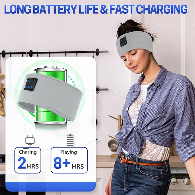 Aurya Sleep Headphones Sports Wireless Bluetooth Headband for Side Sleeper, Bluetooth 5.4, with Ultra-Thin HD Stereo Speaker, Sleeping Headphone for Women Men Running Yoga Workout