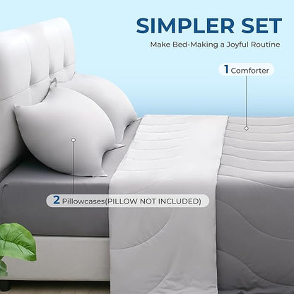 BDEUS Cooling Comforter King/Cali King Size with 2 Pillowcases Set, Soft Cooling Blanket for Hot Sleeper, Lightweight Summer Quilt, Cold Ice Feeling Double Side Bed Set, 106"X90"
