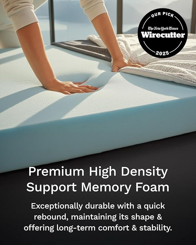 ViscoSoft 3 Inch Memory Foam Mattress Topper Cal King - Select High Density Ventilated Mattress Pad - Premium Removable Rayon Cover