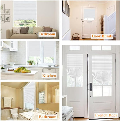 Window Blinds Cordless No Drill Cut to Size Clip On Stick On Self Adhesive Temporary Blinds Pleated Paper Blinds for Windows Doors Shades for Home Nursery Bedroom Kitchen Bathroom