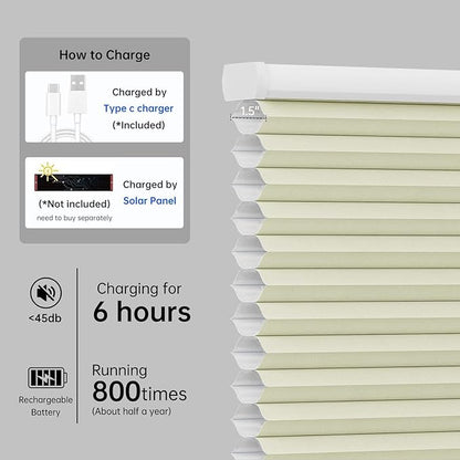 Motorized Cellular Shades with Remote, Light Filtering Smart Cellular Shades Compatible with Alexa, Honeycomb Window Blinds for Bedroom Home Office, Custom Size, Half Shading Cream