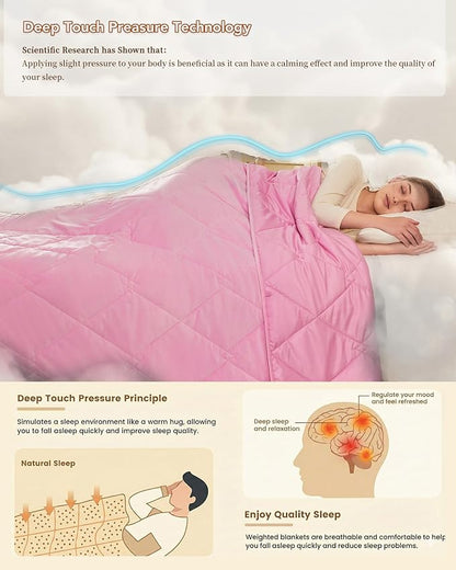 L'AGRATY Queen/King Size Weighted Blanket for Adults 30lbs, 80"x87" — Cooling Breathable Heavy Blanket with Glass Beads for Sleeping Perfect Hot Sleepers & Couples Machine Washable All-Season Pink