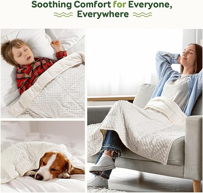 Sivio Weighted Blanket 3lbs, 36 x 48inches, Soft and Cozy Cooling Heavy Blanket for All-Season, Calm Sleeping and Nap, Suit for Car, School and Home, Machine Washable, White
