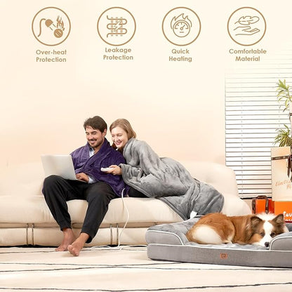 EHEYCIGA Heated Blanket - Twin Size, 9 Heating Levels, 10 Hour Auto Off, Soft Cozy Sherpa Washable Blanket, 62 x 84 Inches