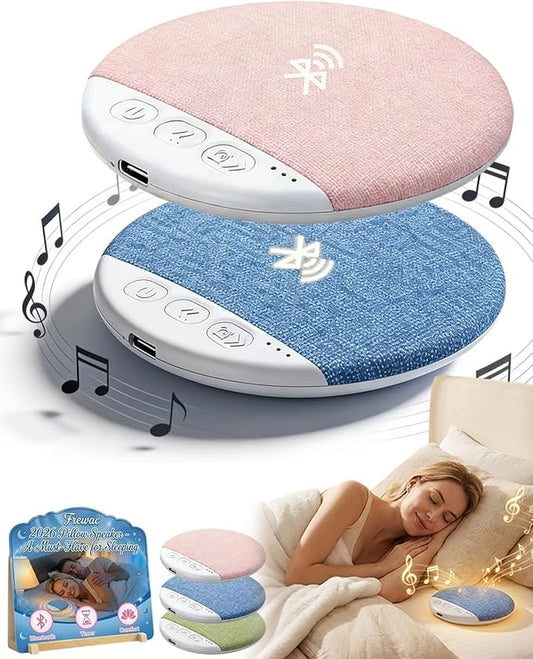 2026 New Flat Under Pillow Speakers for Sleeping, Bone Conduction Pillows Speaker Bluetooth, Private Ultra-Thin Aid with White Noise Timer, Mini Portable Slim Wireless Bedside Speak