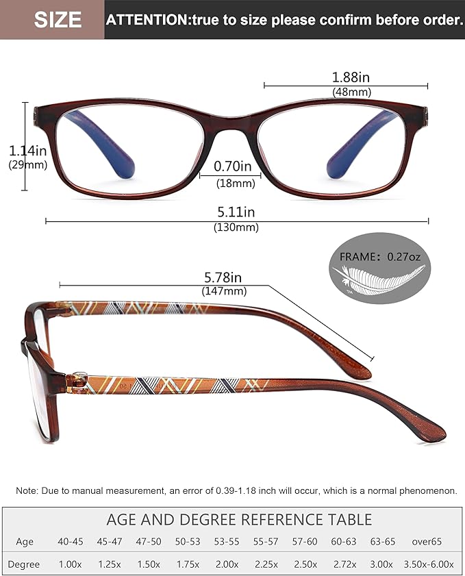 EYEURL Reading Glasses For Women - Blue Light Blocking Glasses Reduce Eyestrain - 2 Pack TR90 Frame Lightweight +0.0