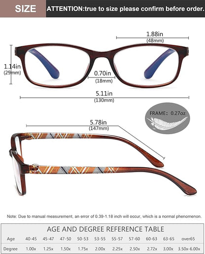 EYEURL Reading Glasses For Men Women - Blue Light Blocking Glasses Reduce Eyestrain - 2 Pack TR90 Frame Lightweight +1.25