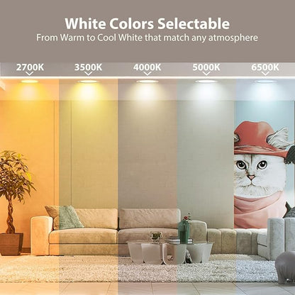 DAYBETTER Recessed Lighting 6 Inch Smart Color Changing Tunable White (2700KK-6500K), Ultra Thin Dimmable RGB Recessed Lights Compatible with Alexa Voice Control Wafer Light Easy Install 4Pack