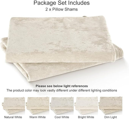 PHF Truly Velvet Pillowcases Standard Size, No Insert, 2 Pack Ultra Soft Breathable Pillow Shams Covers with Envelope Closure, 20" X 26" Luxury Cozy Warm Fuzzy Flannel, Sand