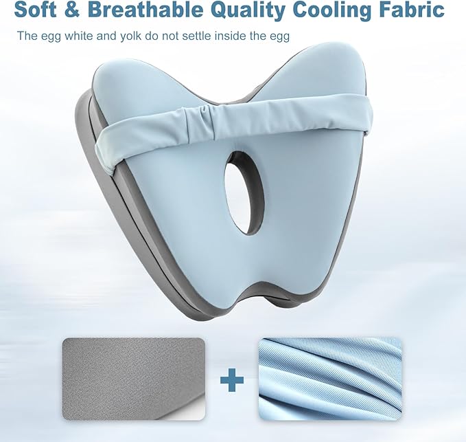 Knee Pillow for Side Sleepers, Memory Foam Leg Pillow for Side Sleeping, Cooling Knee Pillow with Strap for Hip Pain, Back Pain, Sciatica Pain Relief, Spine Alignment (Butterfly-Blue)