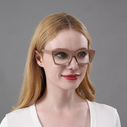 DXYXYO Reading Glasses 1.75 Women Blue Light Blocking, Oprah Style Square Oversized Computer Readers 3 Pack Retro Fashion, Blue+pink+brown