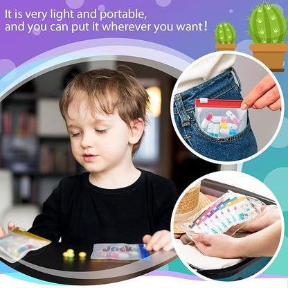 70 Pcs Weekly Pill Pouch Bags Zippered Reusable Medicine Organizer Set Self Sealing Medicine Organizer Travel Plastic Pill Bags with Slide Lock for Small Items Storage(Classic)