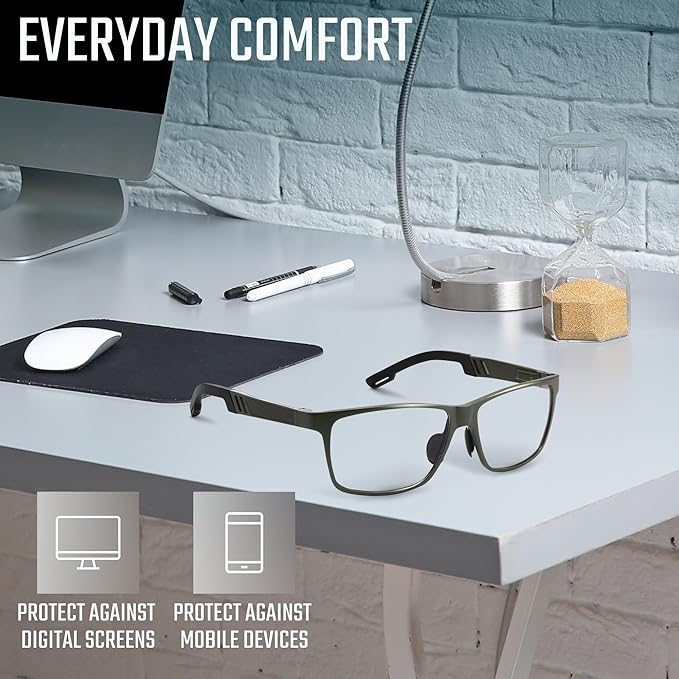 Carbon Blue Light Blocking Glasses Men for Computer, Gaming, Metal Frame Green Light Protection Night Driving Glasses for Man