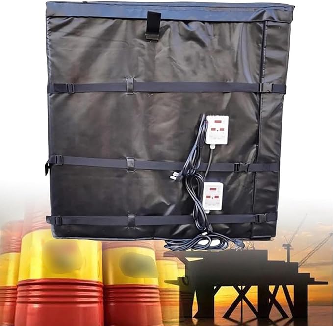 IBC Tote Heater Blanket, IBC Tote Heating Jacket, 55 Gallon/275 Gallon Smart Temperature Control up to 200°C, IBC Tote Insulated Cover, For petroleum, chemical, food processing Black-275Gallon1000L