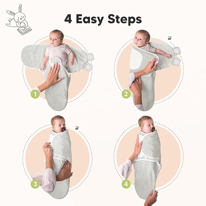 KeaBabies 3-Pack Organic Baby Swaddle Sleep Sacks - Swaddles for Newborns, Infant 0-3 Months, Baby Girls, Boys, Soft & Snug Newborn Sleep Sack, Nursery Swaddling Blankets (Aspire, OS)