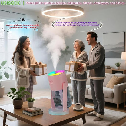 UEISODC Bedroom Humidifier, USB Mini Portable Humidifier with Ultrasonic Nano-Fine Mist, Auto Shut-Off, Rotatable Design, Quiet Operation, and Easy Refilling & Cleaning