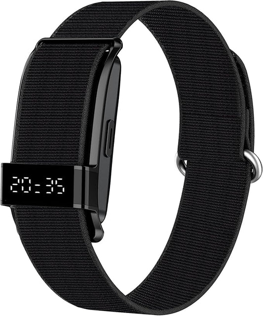 Fitness Trackers Smart Wristband With Hidden Screen(Wrist-Raise Screen Activation)Activity & Sleep Tracker with Heart Rate/HRV/Blood Oxygen, Vibration Alerts, Free APP (Black, Universal Size)