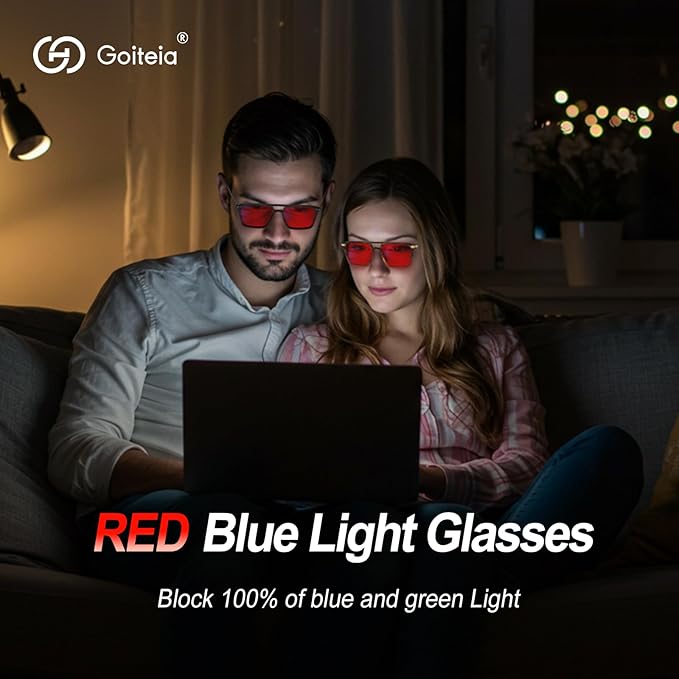 Goiteia Orange Blue Light Blocking Glasses-Retro 70s Blue Light Glasses for Men Women, Easier Sleep and Migraine Relief