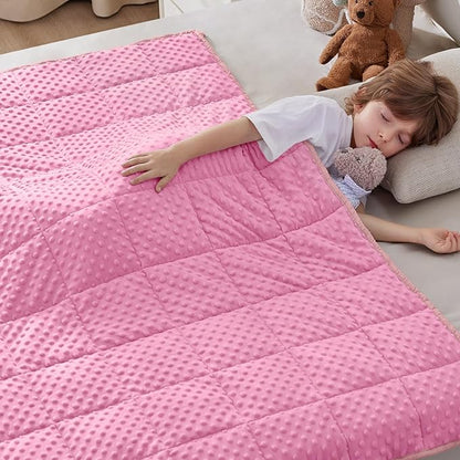 anfie Weighted Blanket Kids(36"x48" 3lbs) Weighted Blanket Cooling Blanket for Sleeping,Throw Size Breathable Blanket with Premium Glass Bead(Pink)