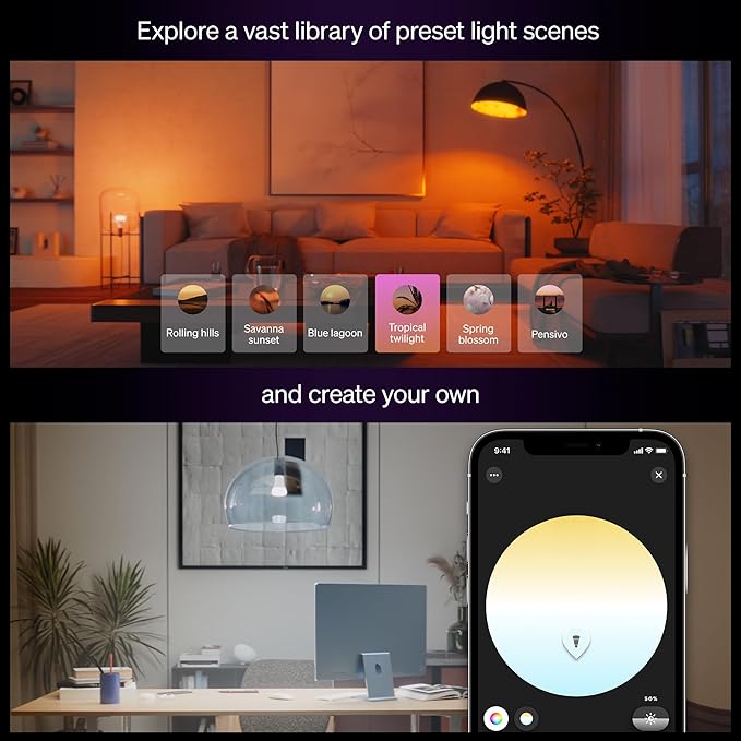 Philips Hue Smart LED A19 Bulb, 1 Pack, White & Color Ambiance, E26 Base, 7.2W, Full Spectrum Light 1000K-20000K, 810 Lumens, Dimmable LED Bulbs, Works with Alexa, Google,& Apple Home