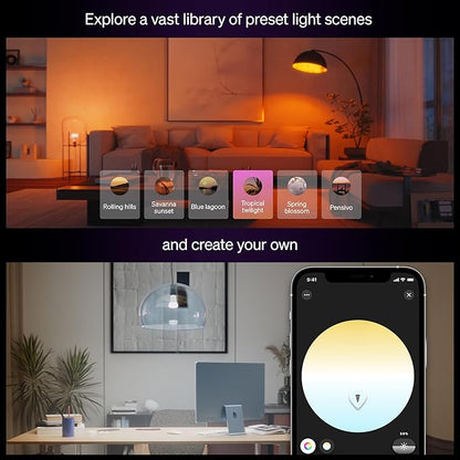 Philips Hue Smart LED A19 Bulb, 1 Pack, White & Color Ambiance, E26 Base, 7.2W, Full Spectrum Light 1000K-20000K, 810 Lumens, Dimmable LED Bulbs, Works with Alexa, Google,& Apple Home
