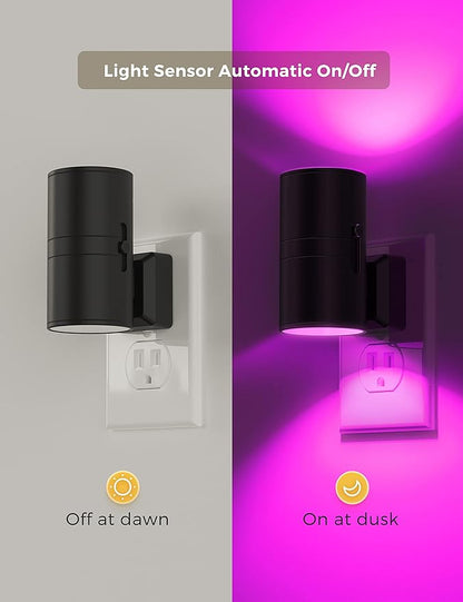 L LOHAS LED Night Light, Night Lights Plug into Wall, Color Changing Nightlight RGB with Light Sensor, Home Decor for Kids Gifts, Halloween, Christmas, Holiday, Hallway Bedroom Kids Room, 2 Pack