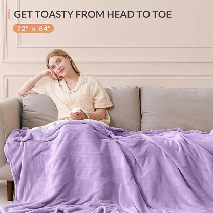 HOMLYNS LuxeHeat Heated Blanket Electric Blanket Full Size, Soft Flannel Sherpa Heating Blanket with 10 Heat Settings, 1-10 hrs Timer Auto Shut Off (72x84 inches, Purple)