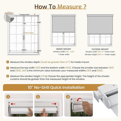 Grandekor No Drill Motorized Roller Blinds with Remote Control - White-Blackout 71.5 * 48 Motorized Blinds | Smart Electric Shades Compatible with App & Voice Control for Living Room
