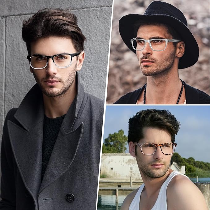 5 Pack Oversized Blue Light Blocking Reading Glasses Men Large Square Wide Readers for Men Big Head/Large Face