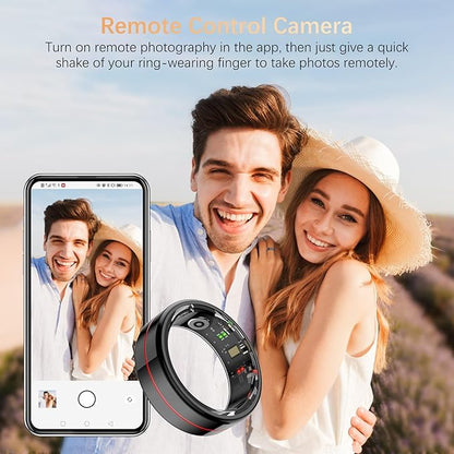 Fit Ring for Women Men, Ring Health Tracker with Heart Rate,Blood Oxygen,Heart Rate Variability, Stress, Sleep Monitor, Step Counter, Smart Ring for iPhone & Android, No Subscription Fee (Black, 11#)