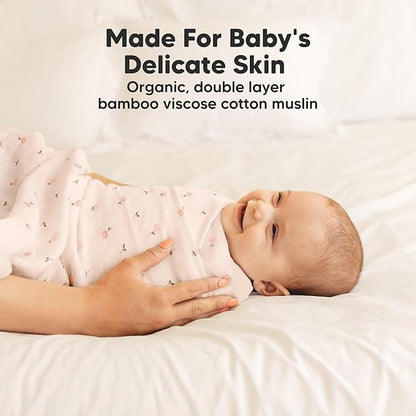 4-Pack Muslin Swaddle Blankets for Boys, Girls - Organic Baby Swaddles for Newborns, Soft & Breathable Receiving Baby Blankets for Girl, Boy, Neutral, Newborn Essentials Gift (Wild Bloom)