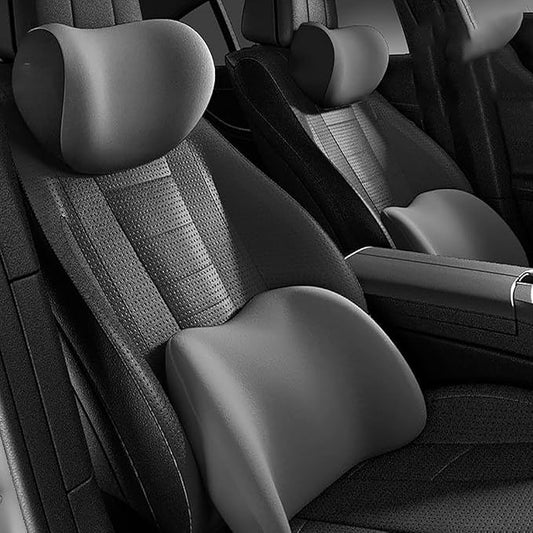 Car Headrest & Lumbar Support Cushion For Subaru XV/Subaru Crosstrek (GT) 2.Gen 2018-2024, Ergonomic Memory Foam Head Rest and Lumbar Pillow Set Breathable Comfortable for Neck Back Pain Relief
