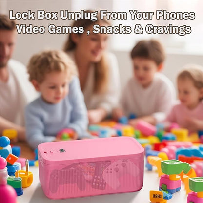 Medication Lock Box,Small Lockable Storage Box with Combination Code for Phone,Medicine Safe,Food, Home,Refrigerator,Office,Personal Items,Travel,Gift,Pink