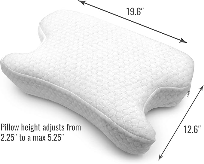 DMI CPAP Memory Foam Sleep Aid Pillow, Suitable for All CPAP Masks, Reduces Mask Pressure and Air Leaks, Aligns Neck, Shoulders, and Spine, Hose Tether, High Rebound Foam, FSA & HSA Eligible