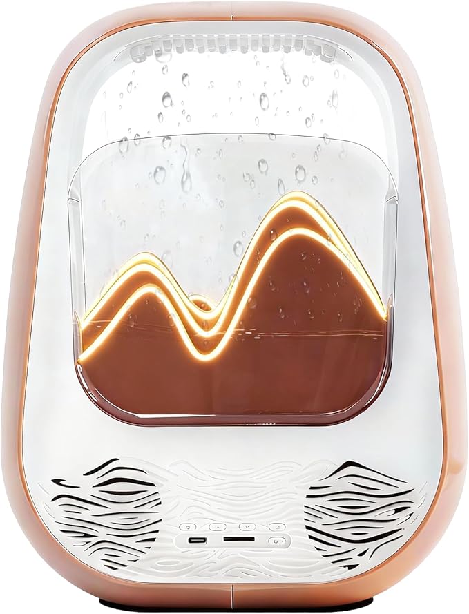 8-in-1 White Noise Sound Machine with Night Light, Help Stress Relief, Waterfall Design Essential Oil Diffuser Rain Sound Machine with Humidifier for Bedroom Office Decor Gift, Amber