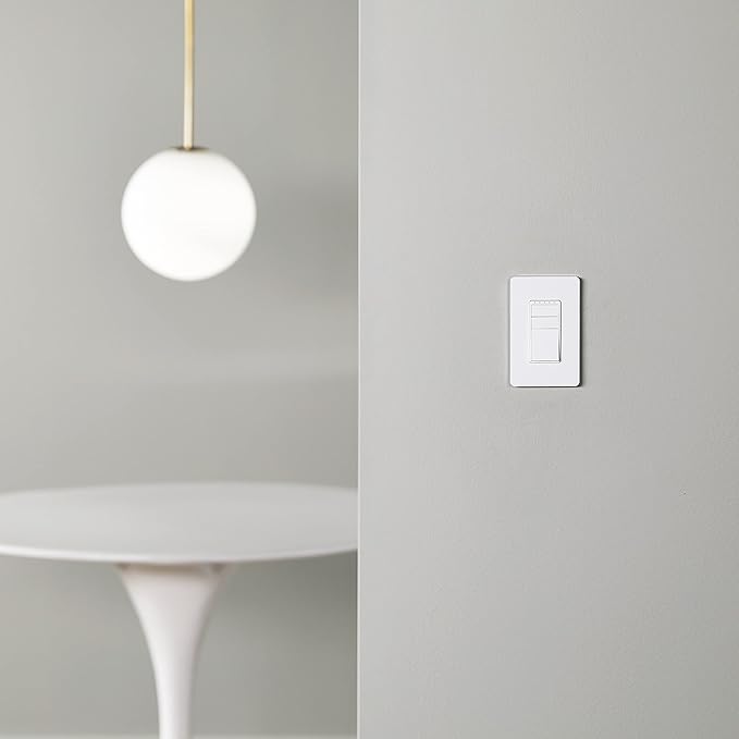 Amazon Basics Smart Dimmer Switch, 3-Way, Works with Alexa Only, Voice Control, Wi-Fi Light Switch, Schedule, 2.4 GHz Wi-Fi, No Hub Required, White
